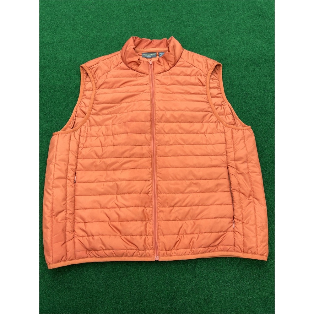 John Bartlett Consensus Orange Quilted Puffer Vest Full Zip Mens Size Large